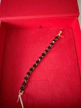 Gold-Tone Bracelet with Black Stones - Women Jewelry